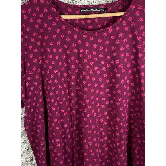 Gudrun Sjoden Shirt Women’s XXL Short Sleeve Floral Organic Cotton Lagenlook - Picture 4 of 12